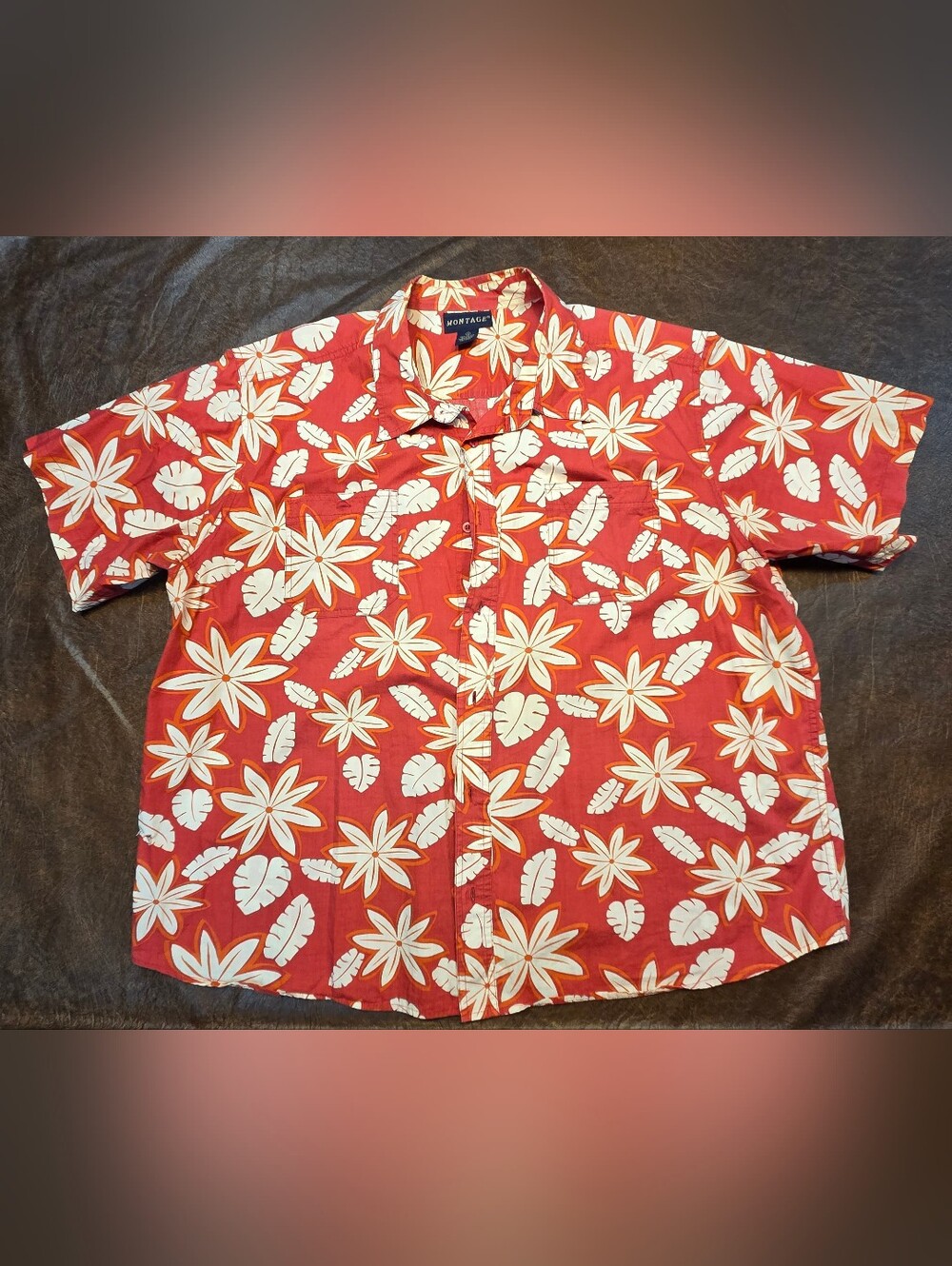 Men's Floral Print Short Sleeve Button Down Shirt
